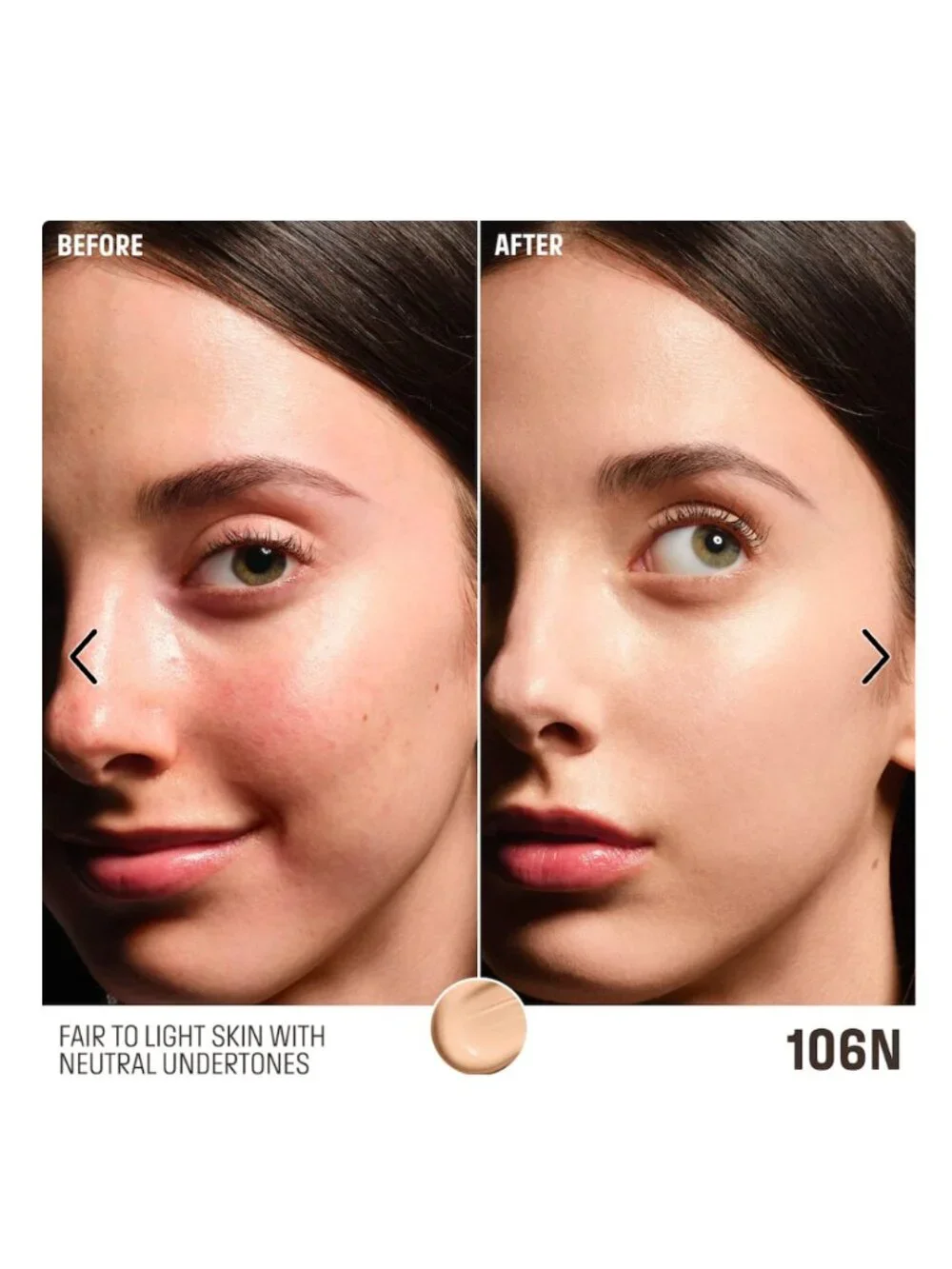 MAKE UP FOR EVER HD SKIN '106N Linen' Undetectable foundation NEW $49